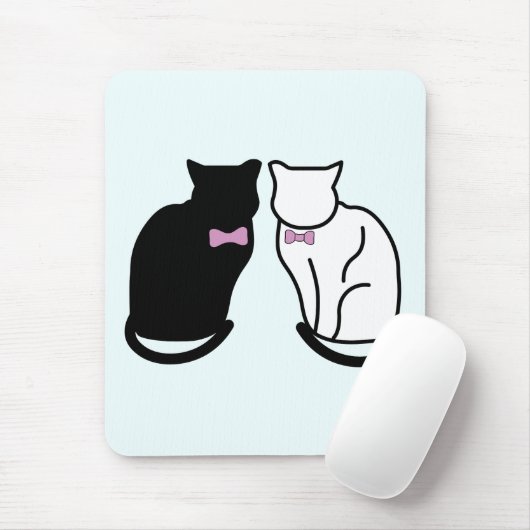 Zwarte en witte kat muismat (Met muis)