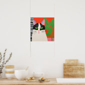 Zwarte en witte kat poster (Keuken)