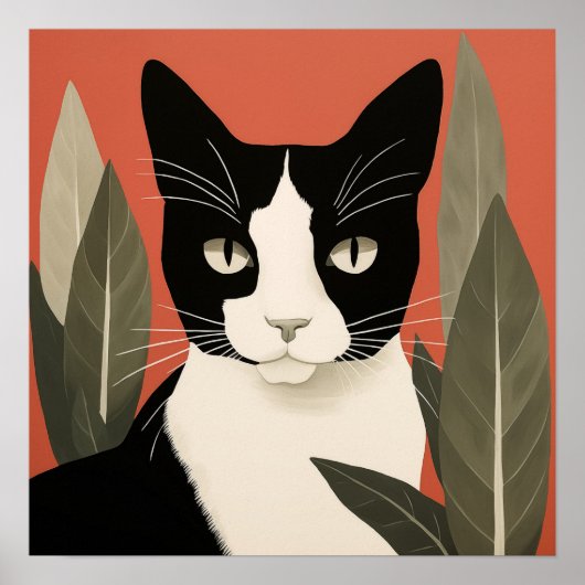Zwarte en witte kat poster (Voorkant)