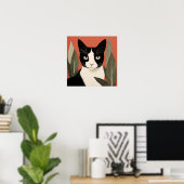 Zwarte en witte kat poster (Thuiskantoor)