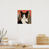 Zwarte en witte kat poster (Keuken)