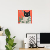 Zwarte en witte kat poster (Thuiskantoor)