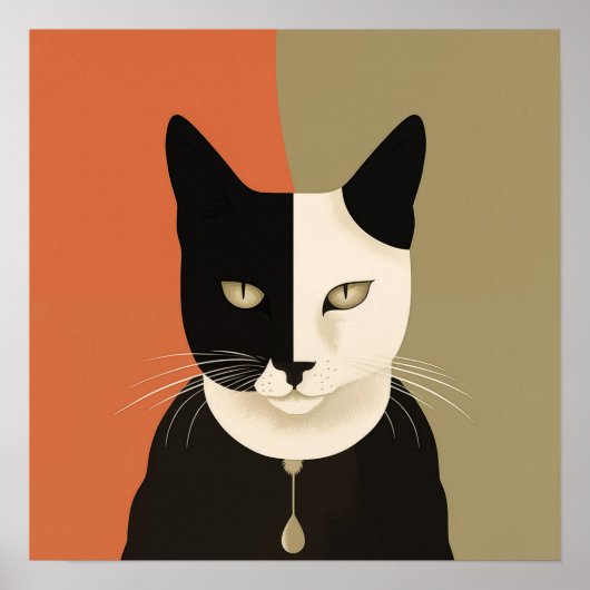 Zwarte en witte kat poster (Voorkant)