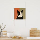 Zwarte en witte kat poster (Keuken)