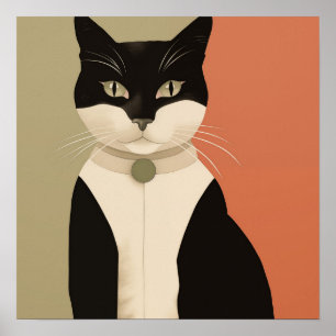 Zwarte en witte kat poster