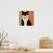 Zwarte en witte kat poster (Keuken)