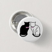 Zwarte en witte kat ronde button 3,2 cm (Voorkant /achterkant)