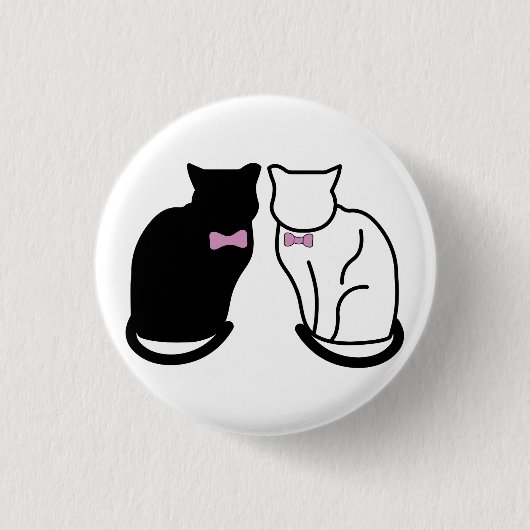 Zwarte en witte kat ronde button 3,2 cm (Voorkant)