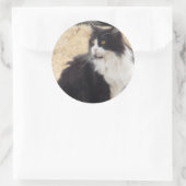 zwarte en witte kat ronde sticker (Tas)