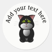 Zwarte en witte kat ronde sticker (Voorkant)