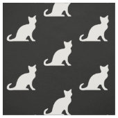 Zwarte en witte kat silhouet textiel stof (Swatch)
