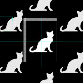 Zwarte en witte kat silhouet textiel stof (Delen)