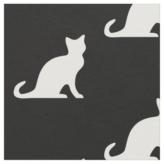 Zwarte en witte kat silhouet textiel stof (Close Up)