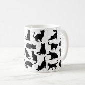 Zwarte en witte kat Silhouettes Koffiemok (Voorkant rechts)
