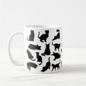 Zwarte en witte kat Silhouettes Koffiemok (Links)