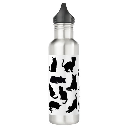 Zwarte en witte kat Silhouettes Waterfles (Links)