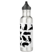 Zwarte en witte kat Silhouettes Waterfles (Rechts)