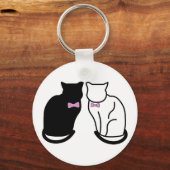 Zwarte en witte kat sleutelhanger (Voorkant)