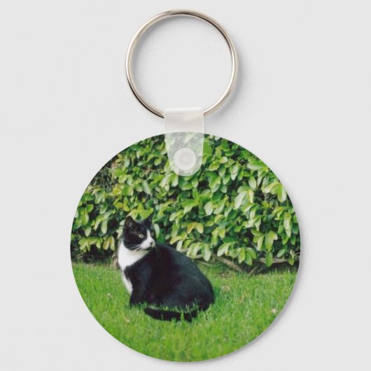 Zwarte en witte kat sleutelhanger (Voorkant)