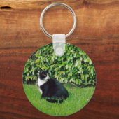 Zwarte en witte kat sleutelhanger (Voorkant)