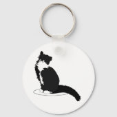 Zwarte en witte kat sleutelhanger (Voorkant)