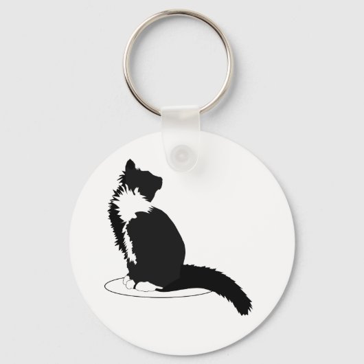 Zwarte en witte kat sleutelhanger (Voorkant)