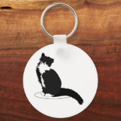 Zwarte en witte kat sleutelhanger (Voorkant)
