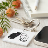 Zwarte en witte kat sleutelhanger (Voorkant Rechts)