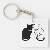 Zwarte en witte kat sleutelhanger (voorkant)
