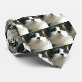 Zwarte en witte kat stropdas (Opgerold)