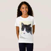 Zwarte en witte kat t-shirt (Voorkant volledig)
