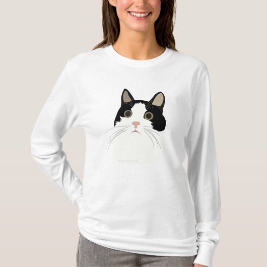 Zwarte en witte kat t-shirt (Voorkant)