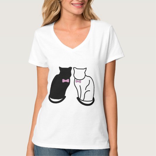 Zwarte en witte kat t-shirt (Voorkant)