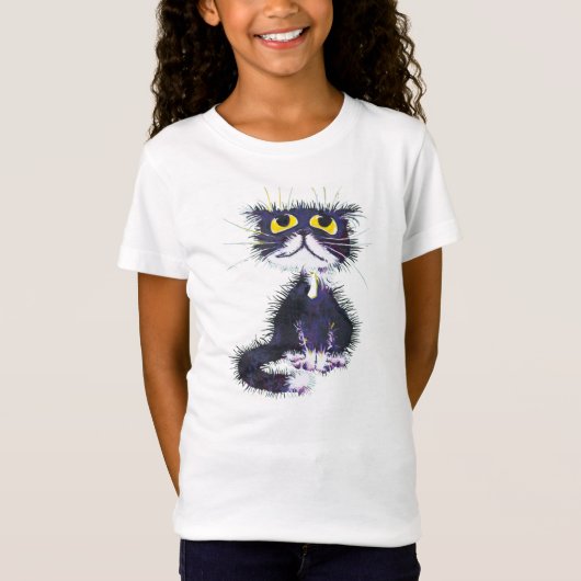 Zwarte en witte kat t-shirt (Voorkant)