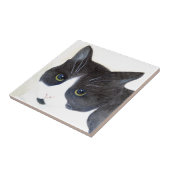 Zwarte en witte kat tegeltje (Zijkant)