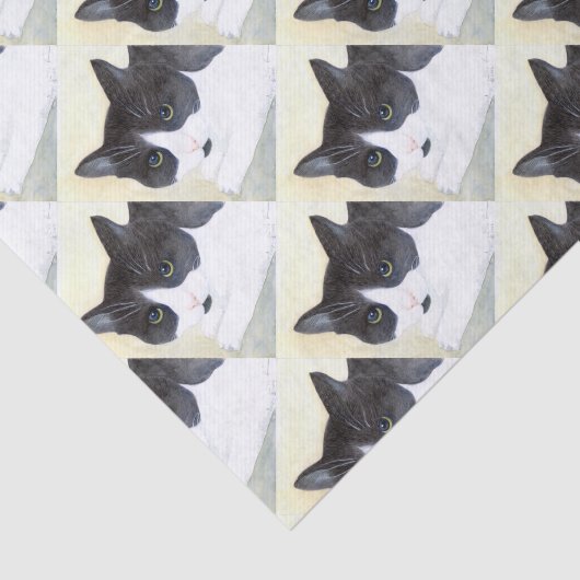 Zwarte en witte kat tissuepapier (Detail)