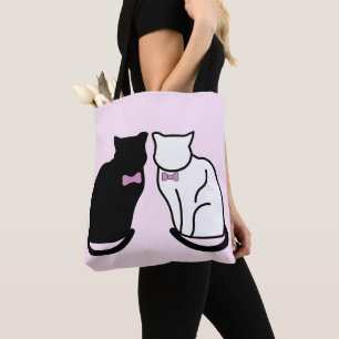 Zwarte en witte kat tote bag