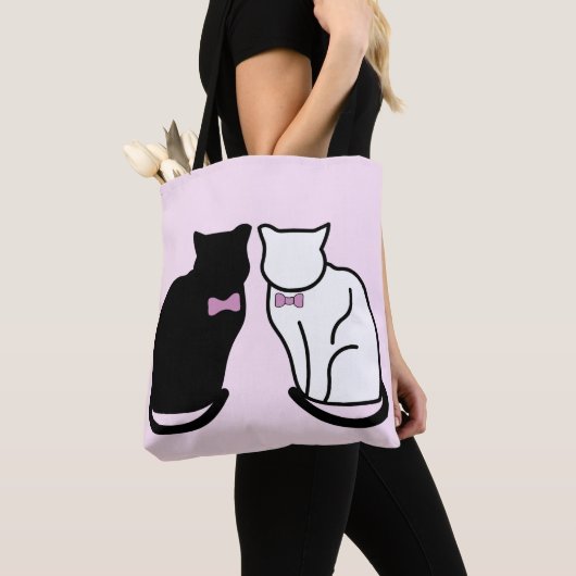 Zwarte en witte kat tote bag (Dichtbij)