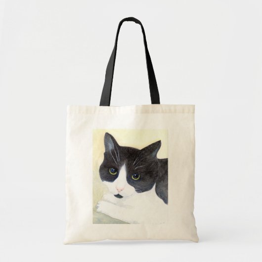Zwarte en witte kat tote bag (Voorkant)