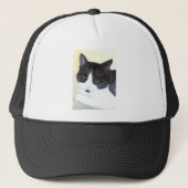 Zwarte en witte kat trucker pet (Voorkant)