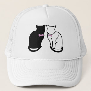 Zwarte en witte kat trucker pet