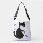 Zwarte en witte kat, Tuxedo-kat Crossbody Tas (Voorkant)