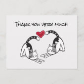 Zwarte en Witte Kat uit liefde Hartelijk dank Briefkaart (Voorkant)