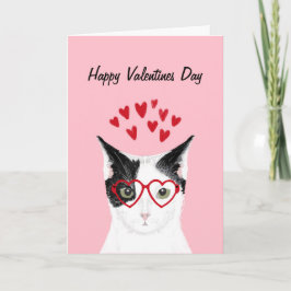 Zwarte en witte kat Valentijnse Kaart houden van