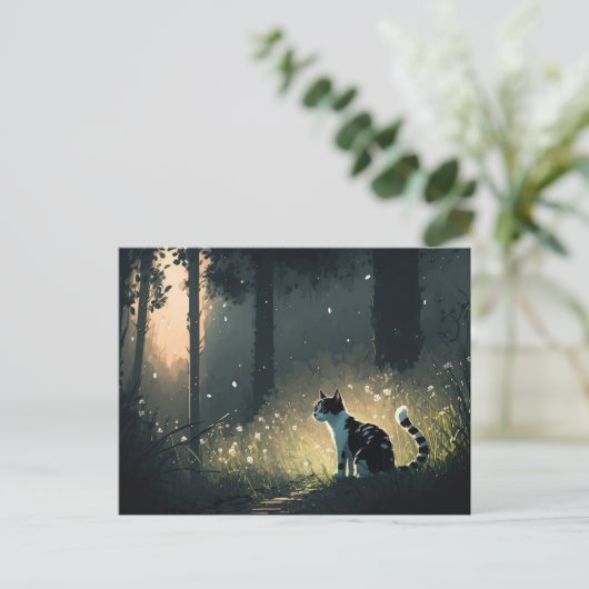 Zwarte en witte kat van Piebald in het Briefkaart  (Staand voorkant)