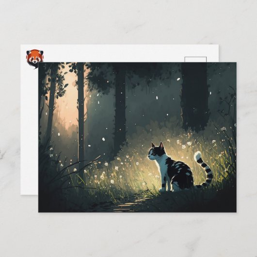 Zwarte en witte kat van Piebald in het Briefkaart  (Voorkant / Achterkant)