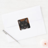 ZWARTE EN WITTE KAT VIERKANTE STICKER (Envelop)
