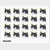 Zwarte en witte kat vierkante sticker (Vel)