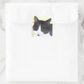 Zwarte en witte kat vierkante sticker (Tas)