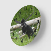 Zwarte en witte kat wandklok (Hoek)